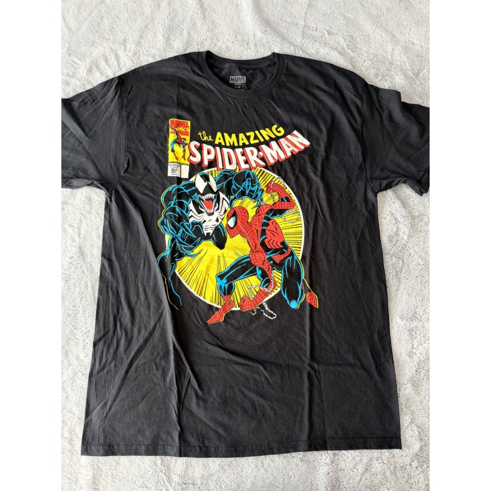 NWOT Marvel The Amazing Spider-Man vs Venom Comic Cover Graphic T-Shirt Black L